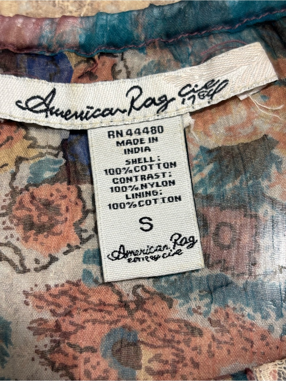 American Rag Multi-Color Sheer Button-Front Blouse - Picture 4 of 4